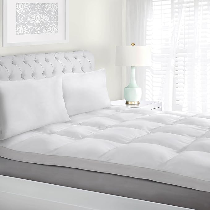 Superior Mattress Topper, Down Alternative, 2 Inch Deep Sized Bed Pillow Top, Comfort Pad, Fluffy Mattress-Topper Protector, Plush Cooling Extra Soft, Hotel Quality, All-Season, Twin XL, White