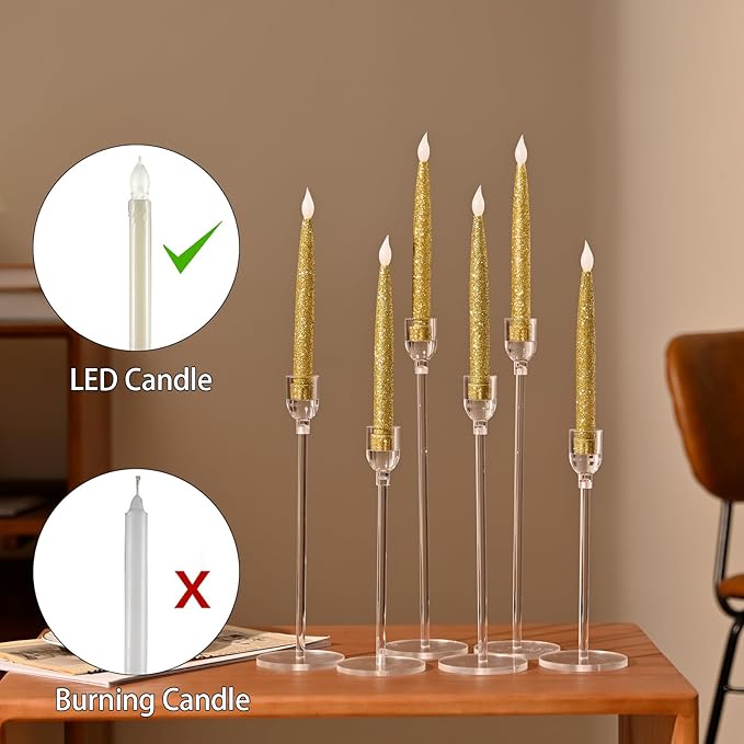 Vincidern 18pcs Clear Taper Candle Holders for Table Centerpieces, Acrylic Candle Holder Set for Wedding, Events, Party, Christmas, Halloween, Clear Decorative Candlestick Holders
