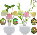 ZEZHOU Sensor Mushroom Night Light - 2 Pack Color Changing Plug-in Wall LED Mushroom Dream Bed Lamp for Kids Adults Stocking Stuffers Ideas Birthday Gift Cute Nightlight