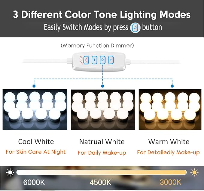 22.6ft Led Vanity Mirror Lights with 14 Dimmable Light Bulbs Makeup Vanity Lights for Big Long Mirror,Mirror Not Included