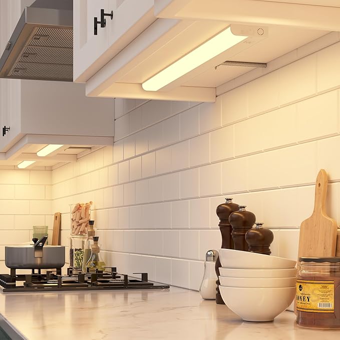 GETINLIGHT 18-inch Hardwired Only 3 Color LED Under Cabinet Lighting, Selectable 3000K/4000K/5000K, Dimmable, Matte White Finished, ETL Listed, IN-0201-12-WH-345K