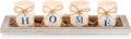 Romadedi Farmhouse Centerpiece Candle Holder Decor - Rustic Wooden Tray with 4 Glass Tealight Candles Holders for Coffee Table Home Decorations Living Room Fireplace Kitchen Housewarming Gifts