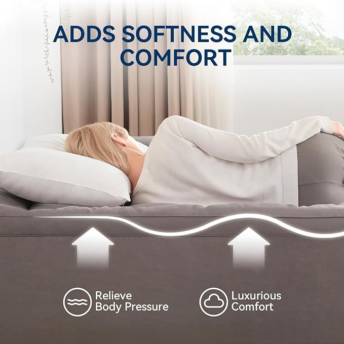BDEUS Dual Layer 5 Inch Memory Foam Mattress Topper Twin Size, 2 Inch Gel Memory Foam Plus 3 Inch 1450 GSM Down Alternative Quilted Pillow Top Mattress Pad Cover,Dark Gray