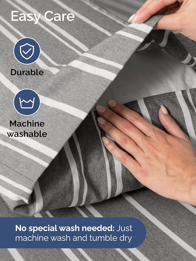 Extra Deep Cal King Sheet Set - 6 Piece Breathable & Cooling Sheets - Hotel Luxury Bed Sheets Set - Easy Fit - Soft, Wrinkle Free & Comfy Sheets Set - Grey Striped Sheet Set with Extra Deep Pockets