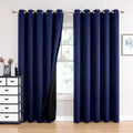 ChrisDowa 100% Blackout Curtains 84 inch Long for Bedroom with Black Liner, Extra Wide 2 Thick Layers Total Blackout Thermal Insulated Grommet Window Curtains 2 Panels Set (Navy Blue, 60 x 84 Inch)