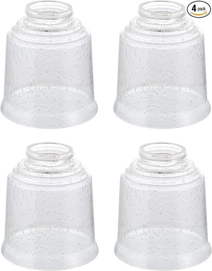 Aspen Creative 23158-4 Transitional Clear & Seeded Ceiling Fan Replacement Glass Shade, 2-1/8" Fitter, 4-1/2" Diameter x 4-7/8" Height, 4 Pack