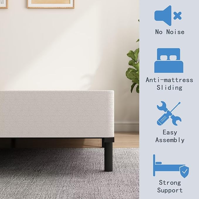 ALDRICH 5 Inch California King Box Spring Bed Base, 3000 lbs Heavy Duty Metal Frame Mattress Foundation with Cover, Easy Assembly