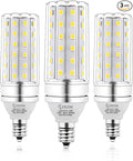 E12 LED Corn Light Bulbs, 12W Equivalent 100W, 1200 Lumen 6000K Cool Daylight White, Non-Dimmable Candelabra Base Chandelier Lights, Pack of 3