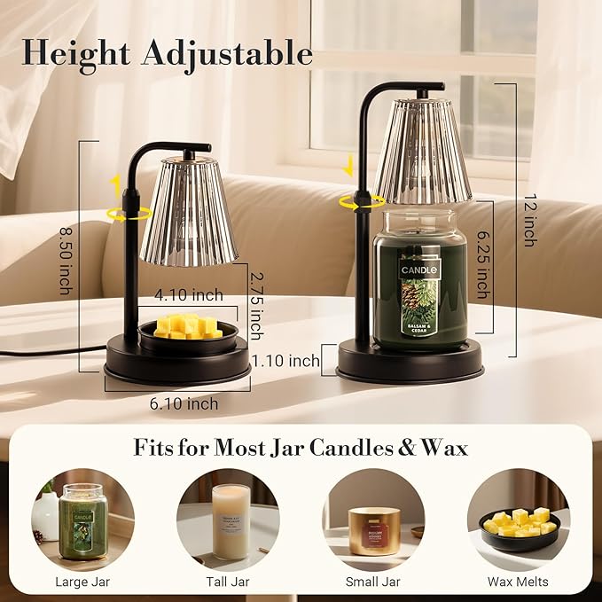 Marycele Candle Warmer Lamp with Timer for Yankee Candles, Black Wax Warmer with Dish for Wax Melts, House Warming Gifts for New Home Decor, Christmas Birthday Thanksgiving Gifts for Mom Women Men