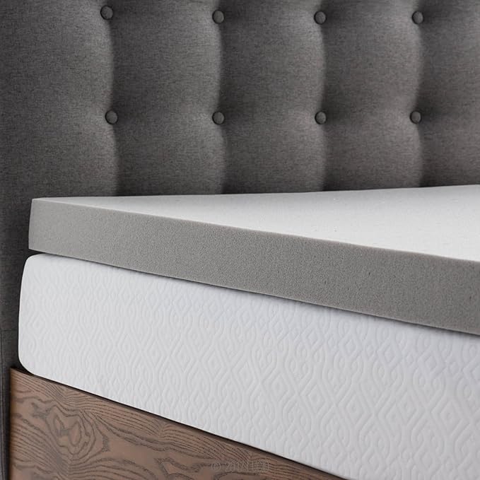 Lucid 3 Inch Ventilated Bamboo Charcoal Memory Foam Mattress Topper, CertiPUR-US Certified, Moisture and Odor Control-Queen