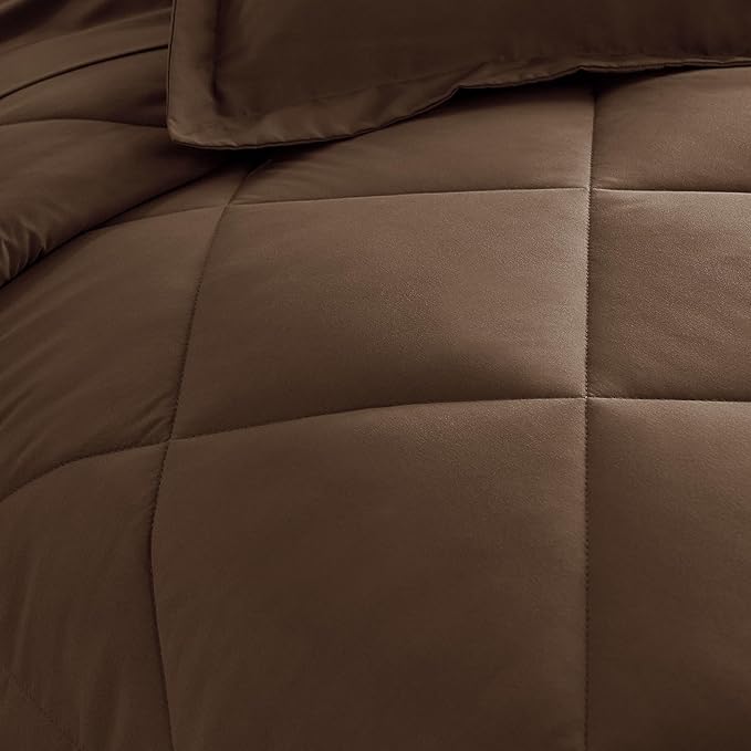 CozyLux Queen Comforter Set Brown - Bed in a Bag Queen Size 7 Pieces, Luxury Soft Bed Set for All Seasons, Bedding Set with Down Alternative Comforter, Sheets, Pillowcases & Shams