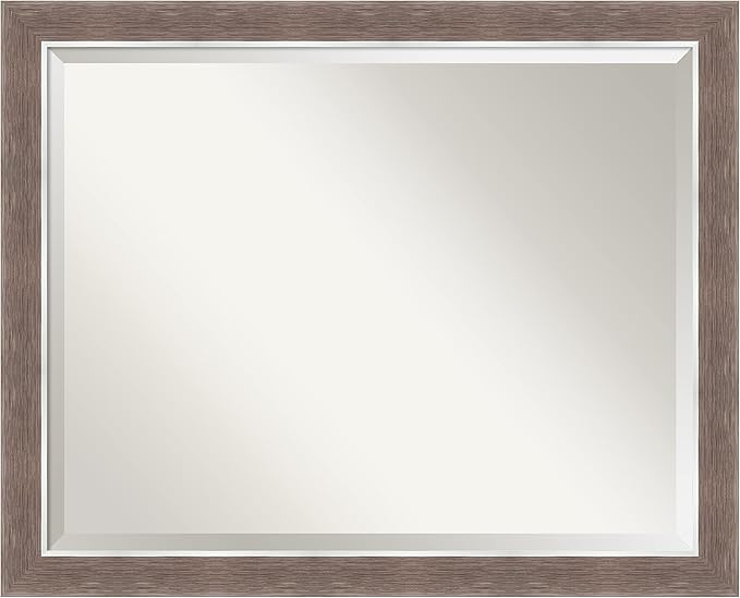 Amanti Art Brown Bathroom Mirror for Over Sink, 25x31 Noble Mocha Rectangle Vanity Mirror, Large Casual Frame, Hangs Horizonally and Vertically, Bathroom Wall Decor, Beveled Edge