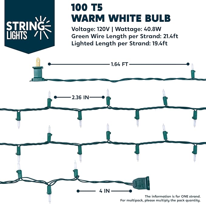 Joiedomi Clear Christmas String Lights Indoor,300(3x100) Mini Warm White Fairy Light,64.2 FT Lighting Decor for Patio Dorm Classroom Bedroom Holiday Wedding Party Garland Birthday Festival,Green Wire