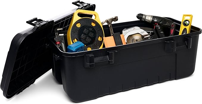 Plano Sportsman Trunk with Wheels, Black, 108-Quart, Lockable Storage Box, Rolling Sportsman Trunk, Hunting Gear and Ammunition Bin, Heavy-Duty Containers for Camping, Large
