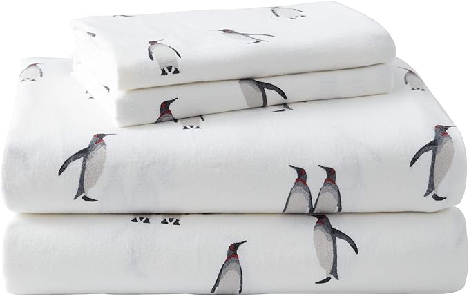 Eddie Bauer - King Sheets, Cotton Flannel Bedding Set, Brushed For Extra Softness, Cozy Home Decor (Rookeries, King)