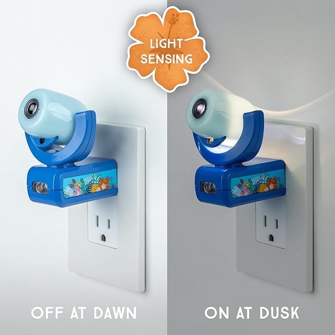Projectables Disney Lilo and Stitch LED Kids Night Light, Projector, Plug-in, Dusk-to-Dawn, UL-Listed, Ideal for Hallway, Bedroom, Nursery, Playroom, Gaming Room, 84867