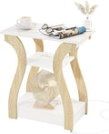 End Table with Charging Station, Side Table with USB Ports and Outlets, Nightstand, 3 Tier End Table with Storage Shelf for Living Room, Bedroom (White)