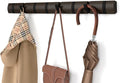 Umbra - Flip Wall-Mounted Coat Rack Rail Hook for Hats, Jackets, Bags and More, Wood, Metal, Black/Walnut