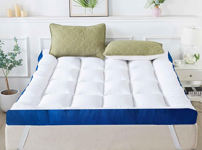 WhatsBedding 5 Inch Memory Foam Queen Mattress Topper 100% Cotton Top, Filled with Breathable & Soft Memory Foam Pillow Top,4 Elastic Straps, 80x60x5 Inch, Queen