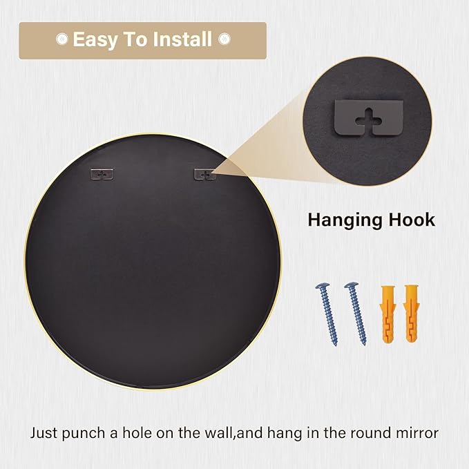 HARRITPURE Round Mirror 30 Gold Wall Mounted Circle Mirrors Vanity Mirror with Brushed Aluminum Alloy Frame Modern Decoration for Bathroom, Living Room, Vanity, Bedroom, Entryway