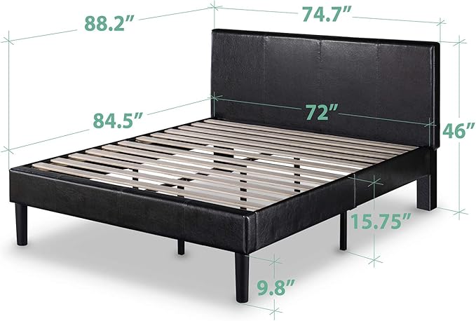 ZINUS Gerard Faux Leather Upholstered Platform Bed Frame, Mattress Foundation, Wood Slat Support, No Box Spring Needed, Easy Assembly, California King