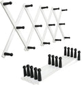 SKOLOO Hat Rack for Wall with 14 Hooks, Pack of 2, Solid Wooden, Modern, Expandable Coat Rack Wall Mount for Coats, Hats, Bags, Baseball Caps, Black on White