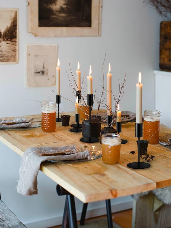 Matte Black Taper Candlestick Holders,Taper Candle Holders Set of 15,Metal Taper Candle Sticks Stand Holders,Modern Decorative Candle Holders for Wedding Certerpieces,Festive, Mantel,Home,Party