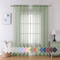 Aiyufeng Sage Green Sheer Curtains 90 Inch Length 2 PCS, Rod Pocket Voile Drapes for Bedroom Living Room, Semi Sheer Curtain Panels Window Treatments for Yard/Patio/Villa/Parlor, 42"x 90", Sage Green