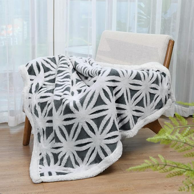 LOMAO Sherpa Fleece Blanket Fuzzy Soft Throw Blanket Dual Sided Blanket for Couch Sofa Bed (Dark Grey, 51''x63'')