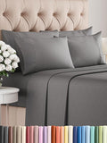 Queen 6 Piece Sheet Set - Comfy Breathable & Cooling - Ultra-Soft Hotel Luxury Bedding Set with 8-16 Inch Deep Pockets - 1 Flat & 1 Fitted Sheet & 4 Pillowcases - Wrinkle Free & Easy Care - Dark Grey