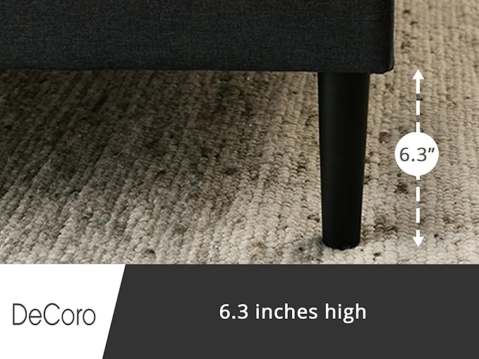 Decoro Mornington Upholstered 2.0 Platform Bed, Button-Tufted Fabric Headboard and Metal Frame with Wood Slat Support, Dark Grey, Full