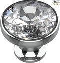 Alzassbg 10 Pack Clear Crystal with Nickel Plated Base Cabinet Knobs, 1-3/8 Inch (35mm) Diameter Cabinet Hardware Round Crystal Knobs for Drawers AL1011