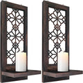 Set of 2 Candle Sconces, Farmhouse Accent Wall Sconce, Caramel Color Candle Holder Wall Decorations for Home Décor, Living Room, Dining Room.(15 x6 in)