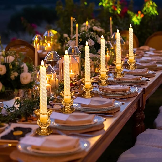 Foaincore 42 Pcs Candlestick Holders Bulk 2.5 Inch Taper Candle Holder for Table Centerpiece Thick Glass Ritual Candle Stand for Wedding Christmas Valentines Festival Party Decorations(Gold)