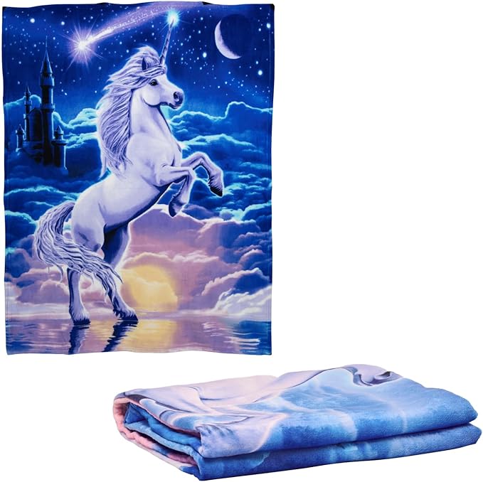 Dawhud Direct Unicorn Throw Blanket - 50x60 Inches Soft Plush Unicorn Fleece Blanket for Girls and Boys - Cozy Unicorn Kingdom Plush Throw for Bed or Couch - Thoughtful Gift for Kids and Adults
