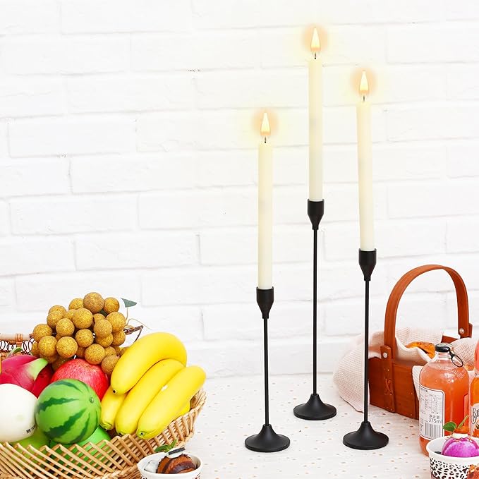 Mumufy 30 Pcs Candle Holders Taper Candlestick Metal Tall Candle Holders Table Centerpieces for Wedding Party Home Decorations, Fits 3/4'' Thick(Black)