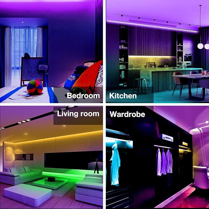 DAYBETTER Led Strip Lights 40ft, RGB Color Changing Led Strips with 44 Keys Remote Control for Room, Bedroom, Suitable for Home Decor, Living Room, Kitchen, Home Party Decoration, 24V