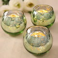 Volens 24PCS Green Votive Candle Holders Bulk, Round Mercury Glass Candle Holders for Tealight - Green Centerpiece Table Decorations for Wedding, Birthday, Party, Bridal Shower and Home Decor
