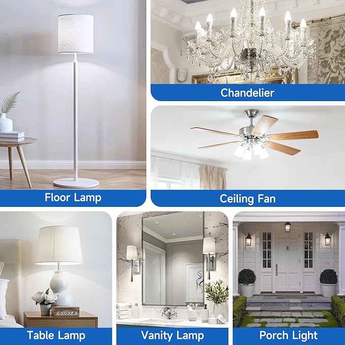 SHINESTAR E12 LED Candelabra Light Bulbs 40 Watt Equivalent, 5000K Daylight White 550 Lumen Chandelier Bulb, 6W B11 Candle Small Base Ceiling Fan Light Bulbs, Non-Dimmable, Pack of 3