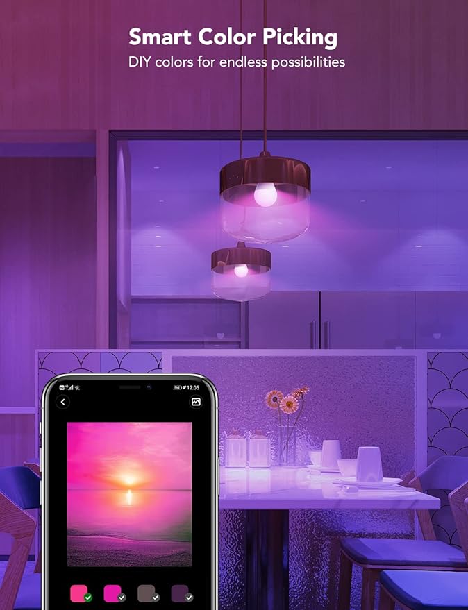 Govee Smart Light Bulbs, WiFi & Bluetooth Color Changing Light Bulbs, Music Sync, 16 Million DIY Colors RGBWW Color Lights Bulb, Work with Alexa, Google Assistant Home App, 800 Lumen, 6 Pack