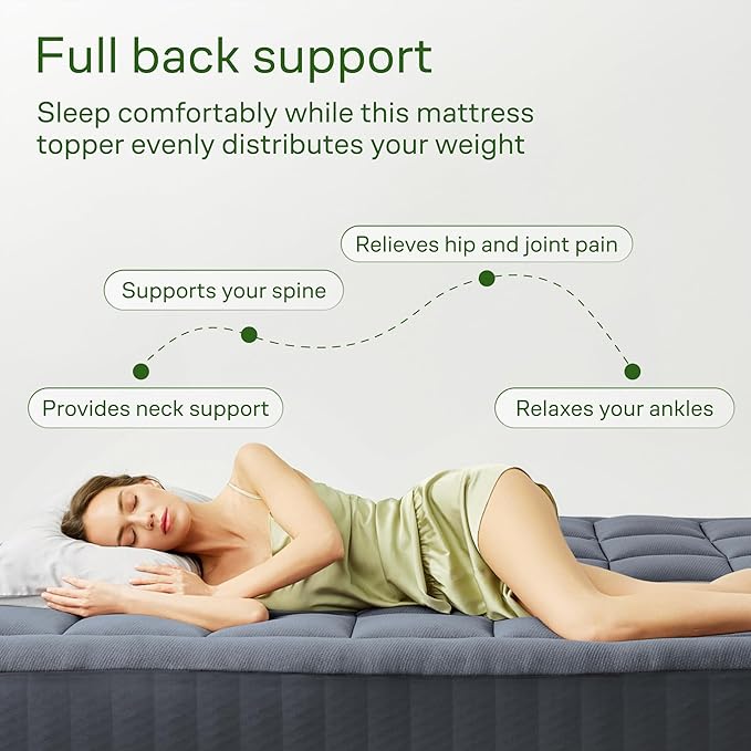 Ultra Soft Queen RV Size Mattress Topper - Viscose Made from Bamboo Pillow Top Mattress Pad for Back Pain Relief - Naturally Cooling for Hot Sleepers, Gray
