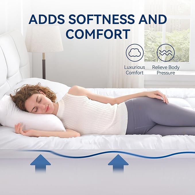 BDEUS Dual Layer 5 Inch Memory Foam Mattress Topper Twin XL Size for Dorm Room, 2 Inch Gel Memory Foam Plus 3 Inch 1450 GSM Pillow Top Mattress Pad Cover,College Dorm Essentials,White