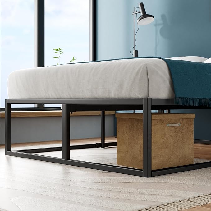 Zinus Joseph 18 Inch Platform Bed Frame, Wood Slat Support, No Box Spring Needed, Eco Friendly WonderBox(TM) Packaging, Easy Assembly, Black, King