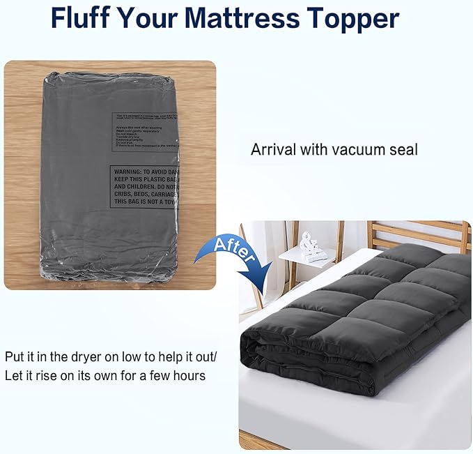 SOPAT Mattress Topper King Size Extra Thick Mattress Pad 8-21" Deep Pocket Soft Down Alternative Fill Mattress Protector Pillow Top Mattress Cover (78x80 Inches, Dark Grey)