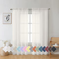 Aiyufeng Beautiful Sheer Curtains for Living Room, Chic Sheer Curtains Window Treatment Semi Sheer Privacy Drapes for Farmhouse/Cottage, W40 x L72, Ivory, 1 Pair