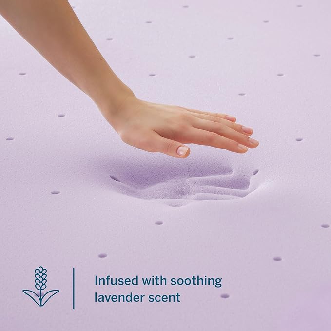 LUCID 4 Inch Lavender Infused Memory Foam Mattress Topper, King Size – Ventilated Design – Pressure Relieving Bed Topper - Mattress Pad – CertiPur Certified