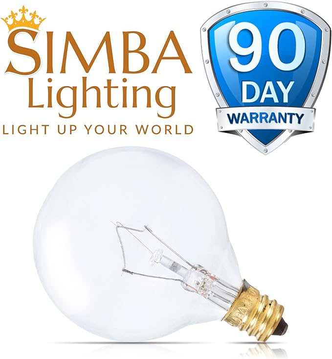 Simba Lighting Aromatic Wax Warmer Small Globe G16.5 Round Bulb 25W E12 Candelabra Base (4 Pack) for Chandelier, Ceiling Fan, Decorative Vanity Lights, Sconce, Clear Glass, 110V 120V, 2700K Warm White