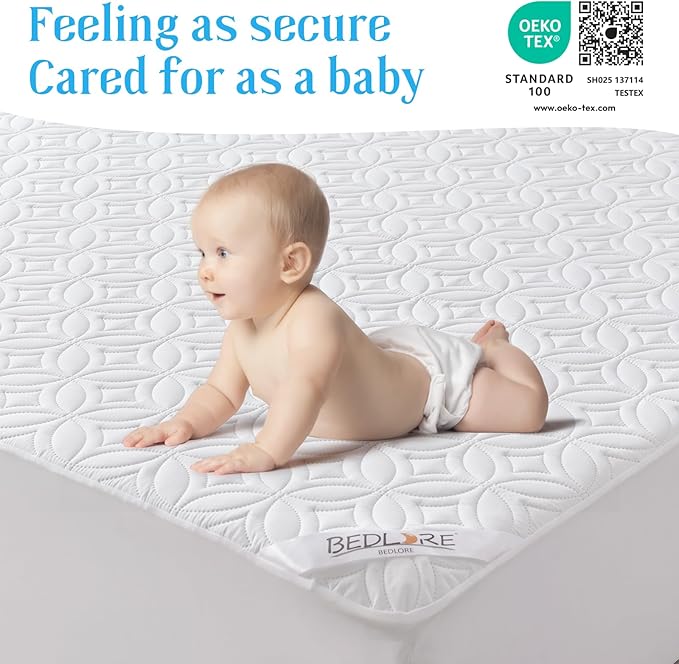 BEDLORE Waterproof Mattress Protector, California King Size Noiseless Mattress Pad with Deep Pocket 6"-18" Depth, Soft Breathable Bed Mattress Cover Washable for Home, Bedroom, Hotel (White)