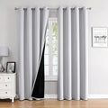 ChrisDowa 100% Blackout Curtains for Bedroom with Black Liner, 2 Thick Layers Total Blackout Thermal Insulated Grommet Window Curtains 2 Panels Set (Greyish White, 52 x 72 Inch)