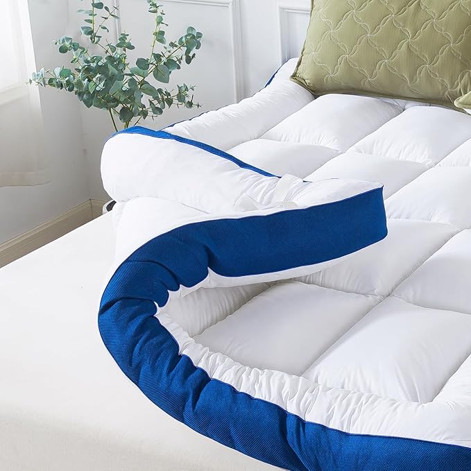 WhatsBedding 5 Inch Memory Foam King Mattress Topper 100% Cotton Top, Filled with Breathable & Soft Memory Foam Pillow Top,4 Elastic Straps, 80x78x5 Inch, King
